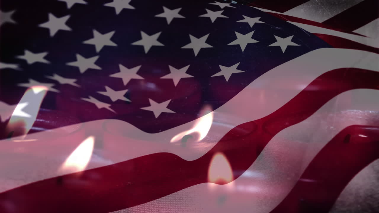 Bandiera USA e candele