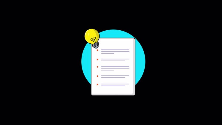 Animated Document with Lightbulb Appearing for Idea Concept