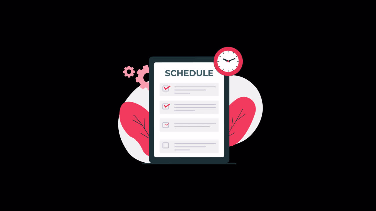 Animated Schedule Checklist with Time Management Elements