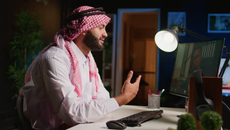 man in teleconference with therapist