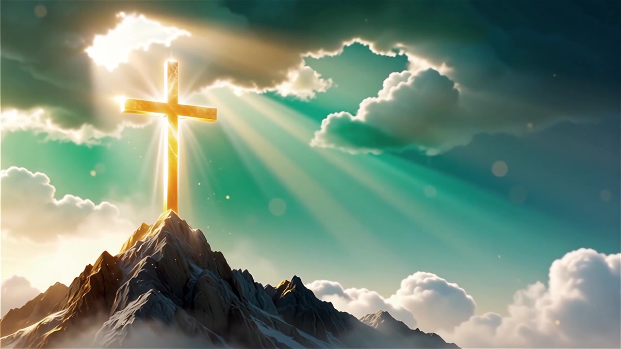 Christian Cross Heavenly Light Worship Background