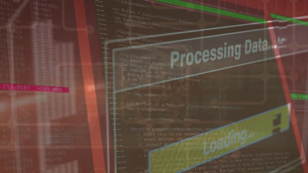 animación de la interfaz con el procesamiento de datos contra el icono de candado de seguridad