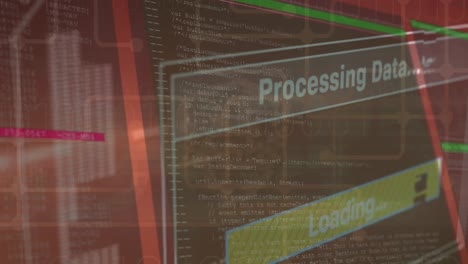 animation of interface with data processing against security padlock icon