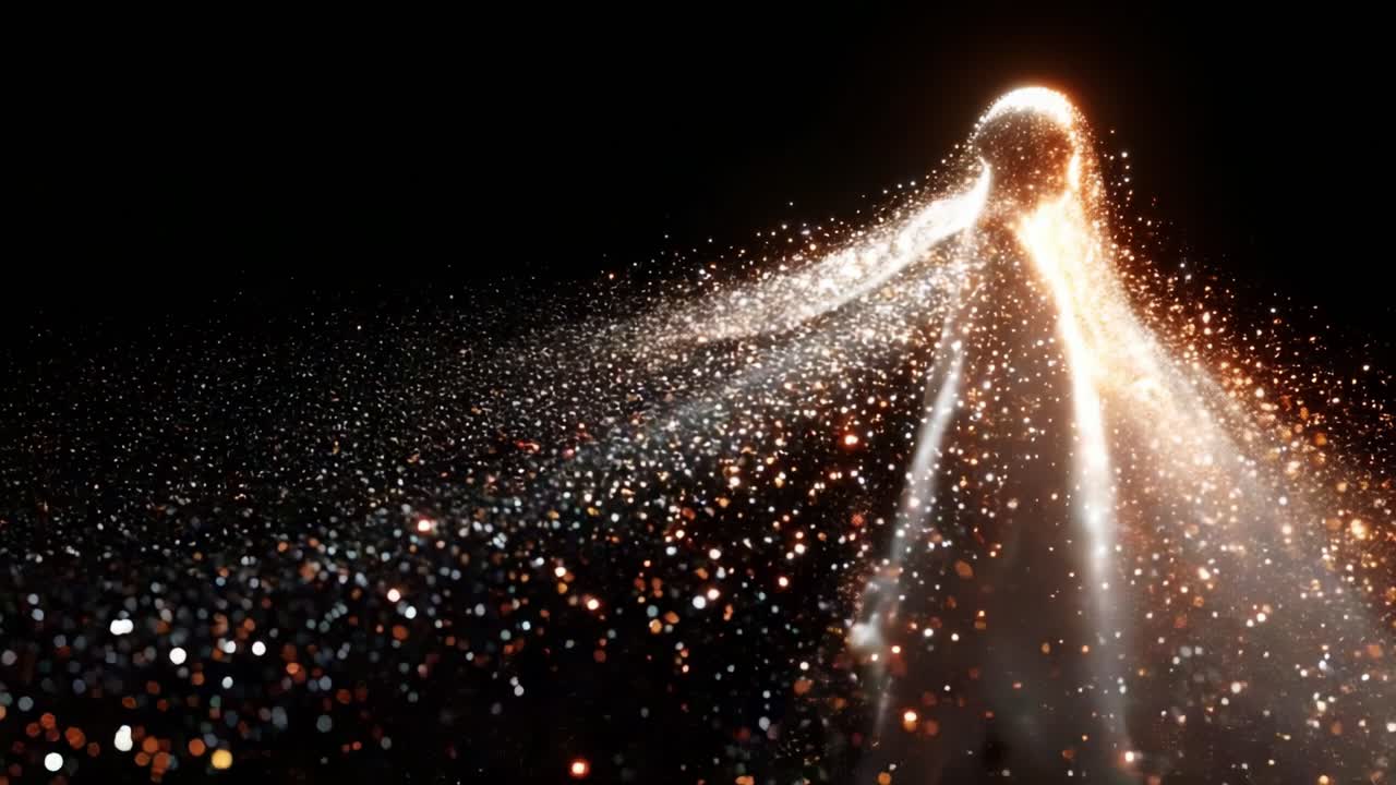 A mesmerizing visual of light and particles flowing in an ethereal form, capturing the essence of beauty and motion in a stunning cosmic explosion of colors and luminescence