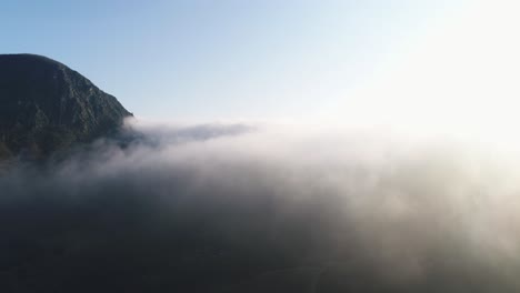 misty mountain sunrise/sunset view from above