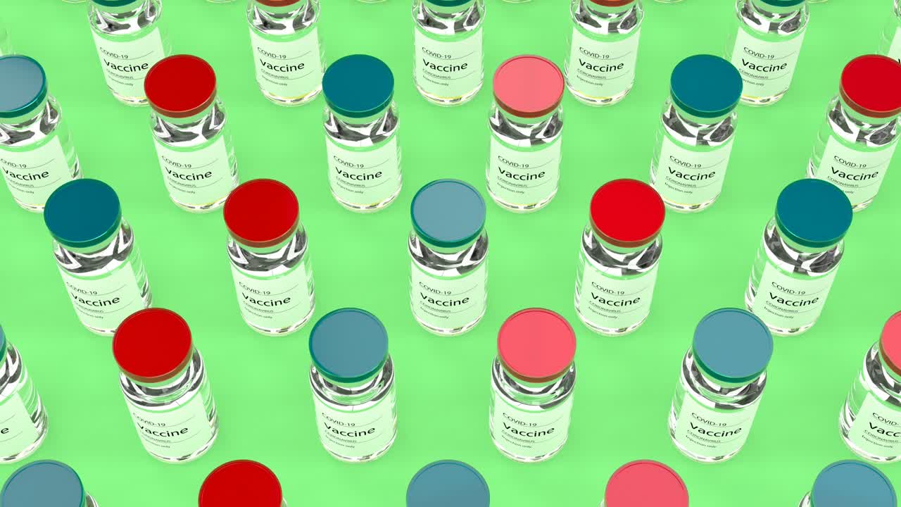 의학적 디자인을 위한 빨간색과 파란색 을 가진 유리 플로 코로나 바이러스 개념은 4k를 원활하게 루프 할 수 있습니다.