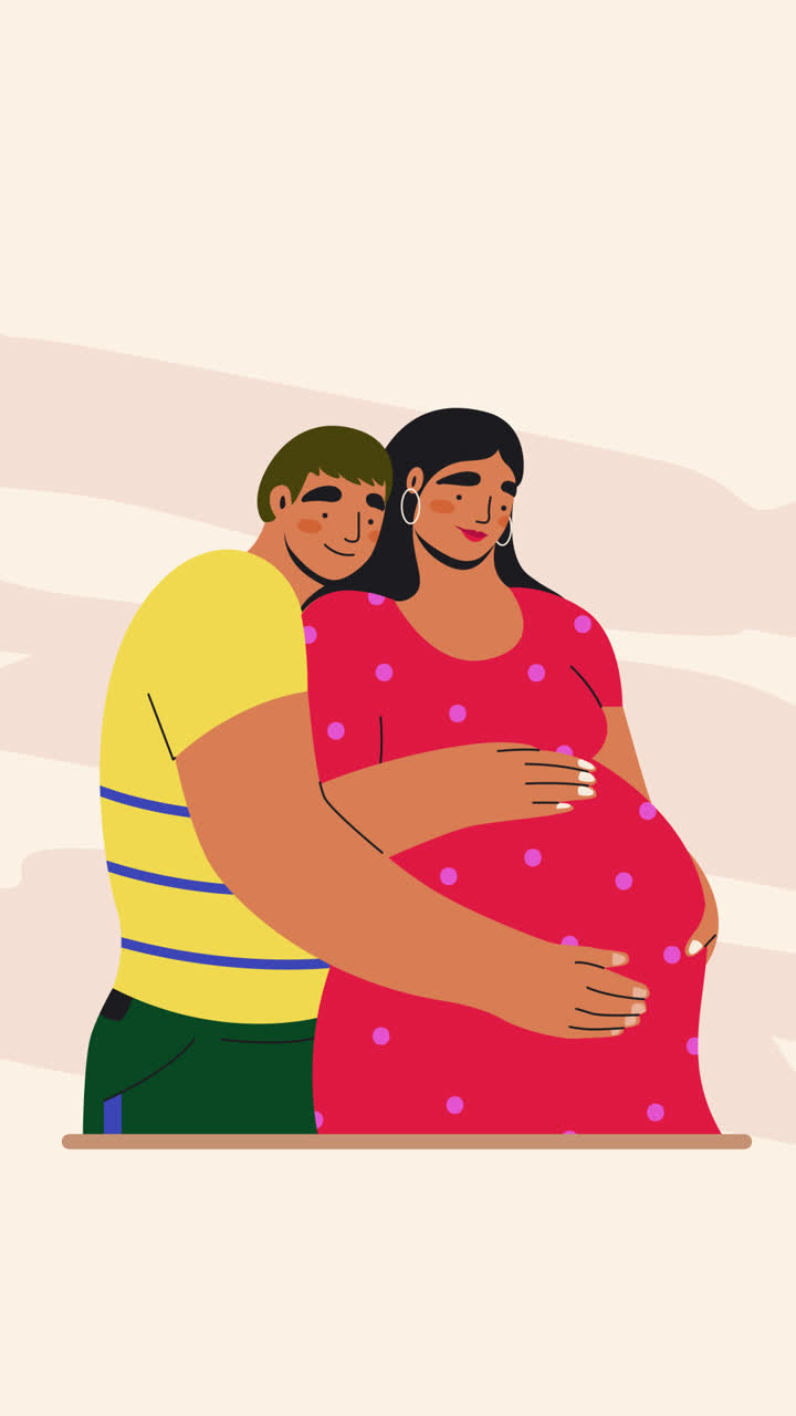 Una pareja feliz y embarazada.