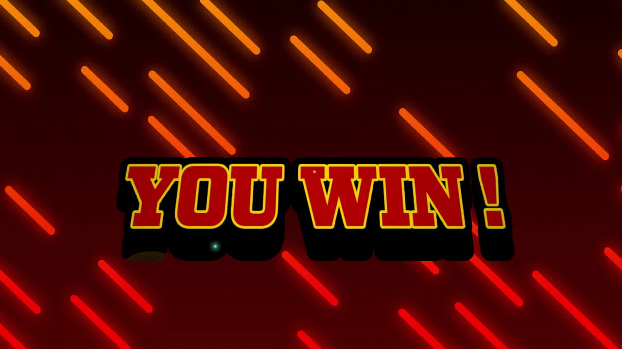 당신은 승리! 빨간색과 오렌지색 대각선 위의 텍스트 애니메이션