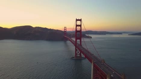 Aerial-Dolly-In-towards-Golden-Gate-Bridge-during-Sunset---4k