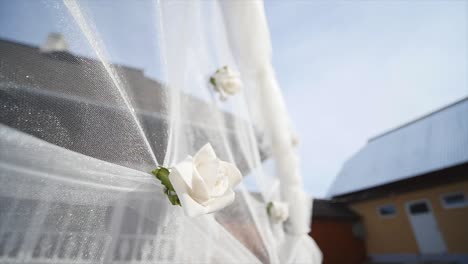 wedding arch decorated with flowers. close up