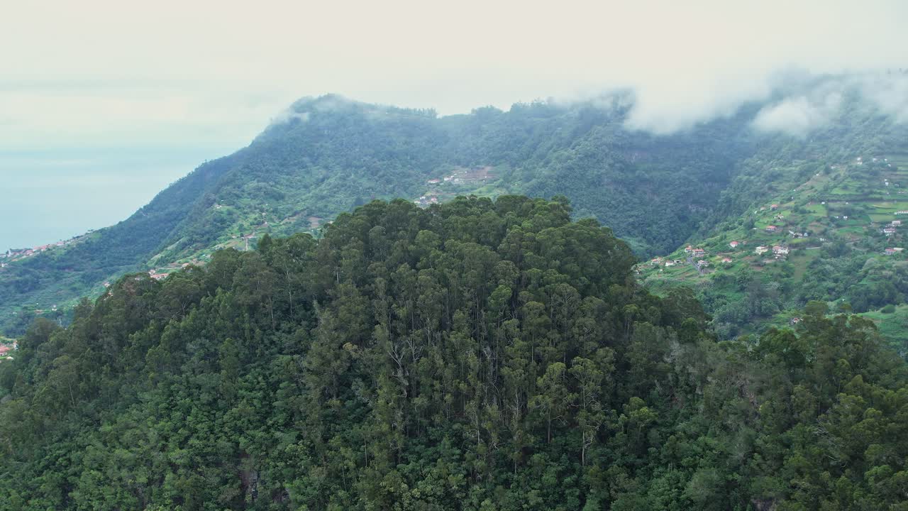 Stunning aerial view of Madeira's lush mountains and coastline