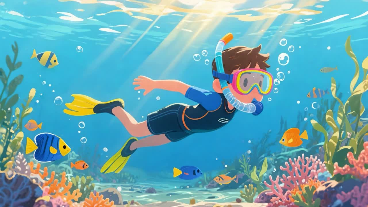 Boy snorkeling in the sea