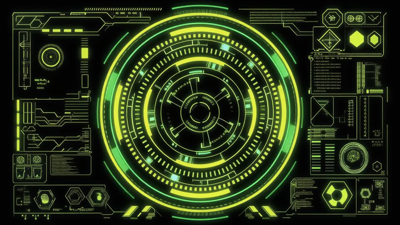 High-Tech Futuristic User Interface with Data Processing Animation