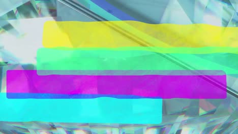 animation of colorful stripes moving over glowing crystals