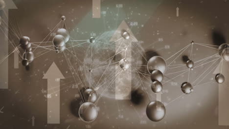 animación de la red de conexiones y procesamiento de datos sobre fondo gris