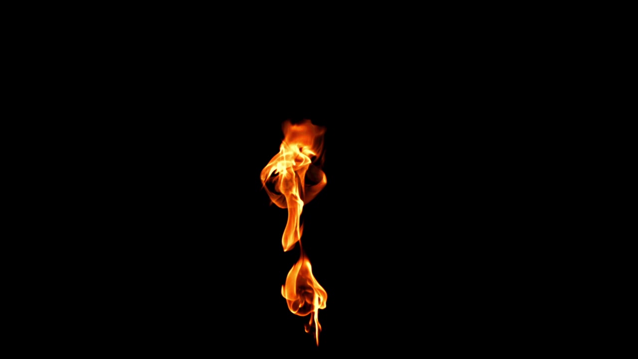 Real Fire Flame Burning in Slow Motion on Black Background