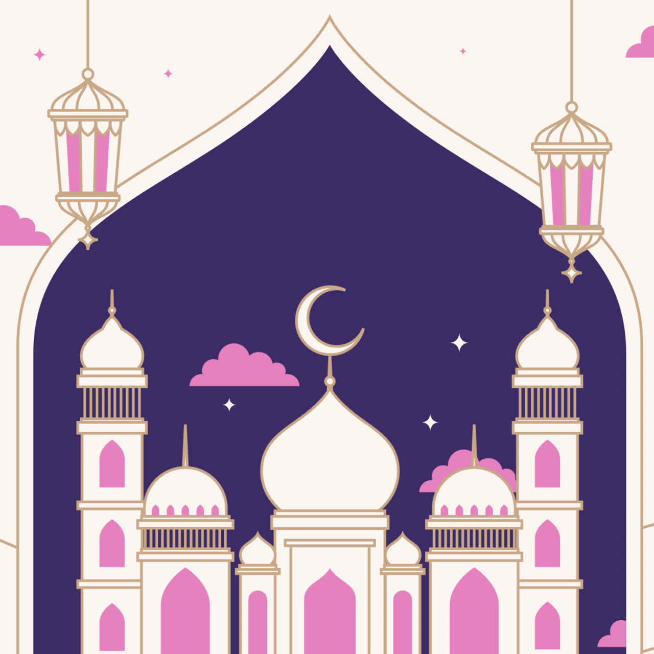 Ilustración de la mezquita por la noche