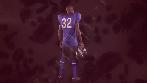 animation of covid 19 cells over american football player