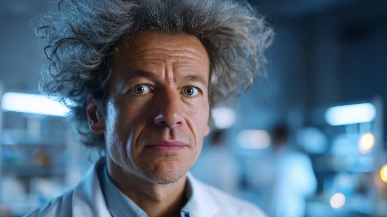 En indadvendt forsker i et laboratoriemiljø, der viser dyb eftertanke og følelser, og fremhæver udfordringerne og opdagelserne ved videnskabelige bestræbelser