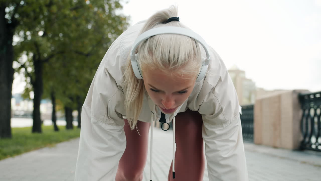 Woman preparing for a run