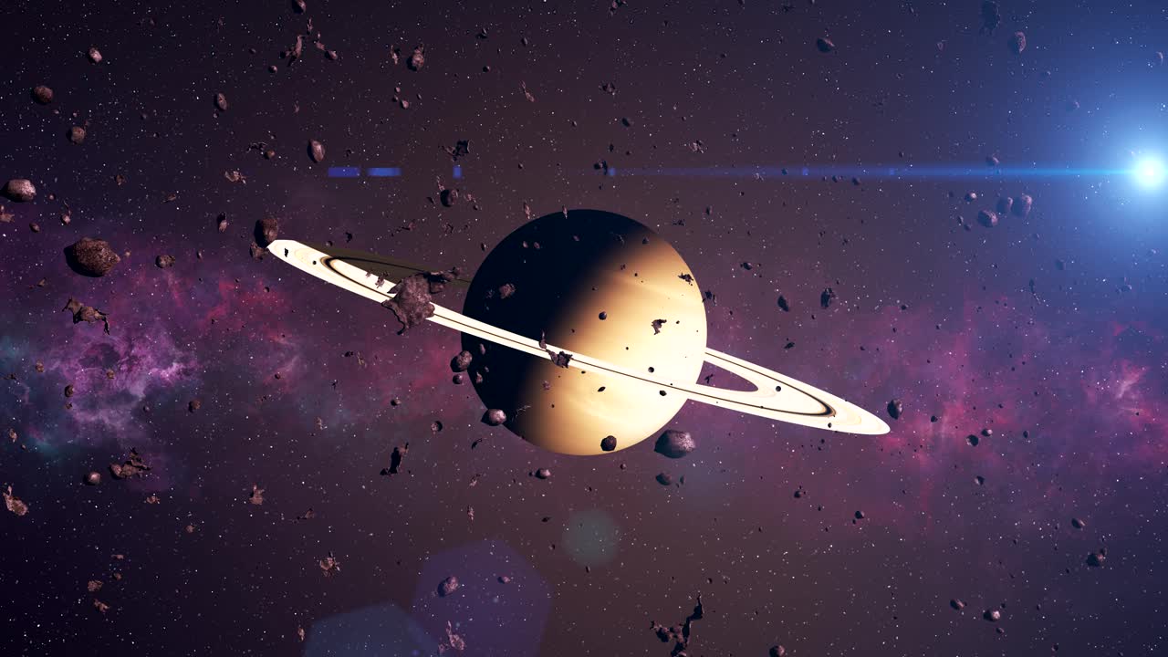 saturno en las profundidades del espacio