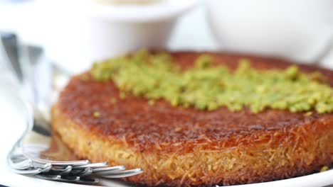 knafeh with pistachios - delicious middle eastern dessert