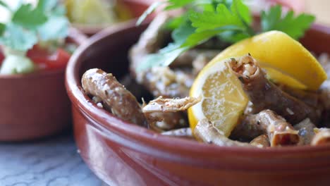 traditional turkish dish with lemon and parsley