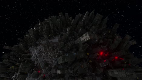 city world dystopia hyperspace 3d. seamless loop