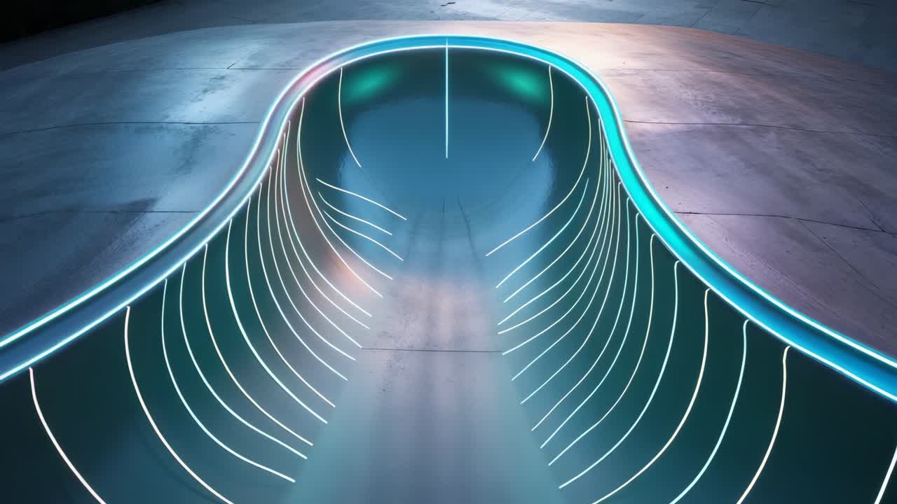 Futuristic Neon Skatepark Ramp