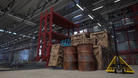 instalación de fabricación utilizada para la producción y almacenamiento de mercancías, renderizado en 3d