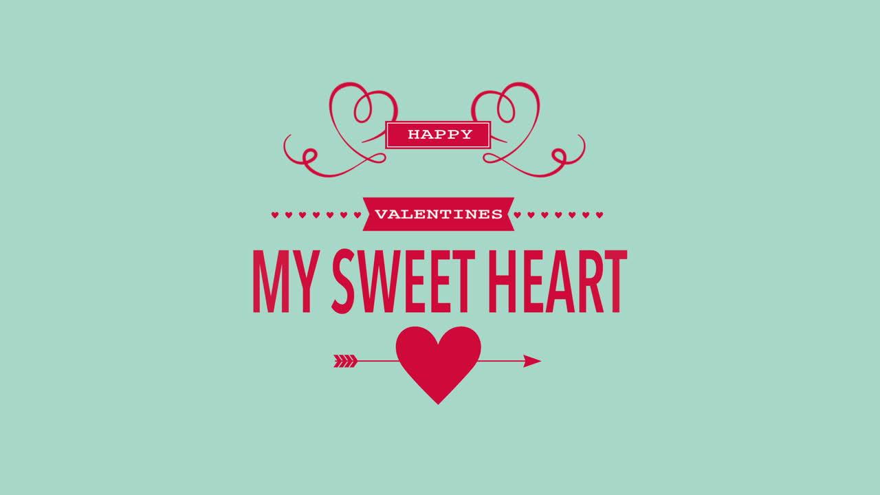 해피 발렌타인과 블루 그라데이션에 하트와 화살표가 있는 내 사랑스러운 마음