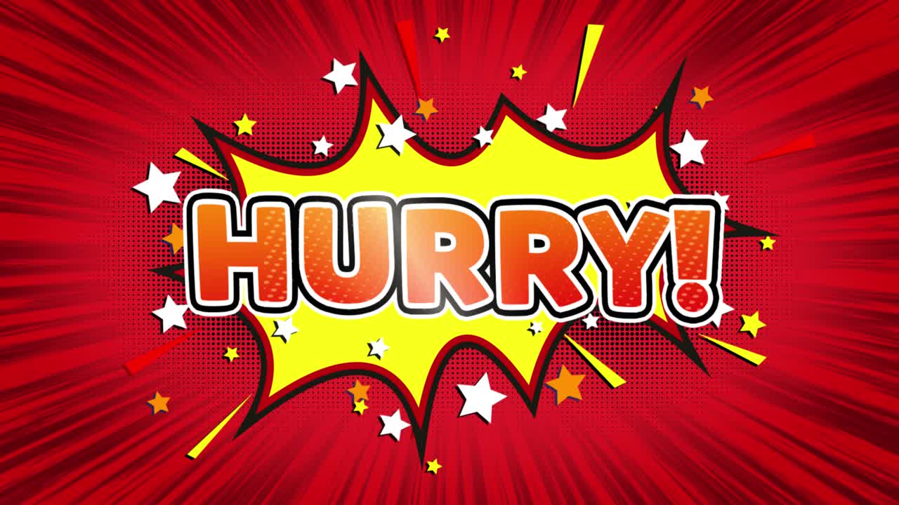 Hurry text pop art style expression retro comic bubble expression cartoon illustration isolated flat