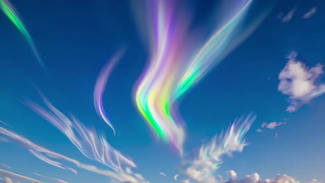 abstract iridescent sky with wavy light and clouds
