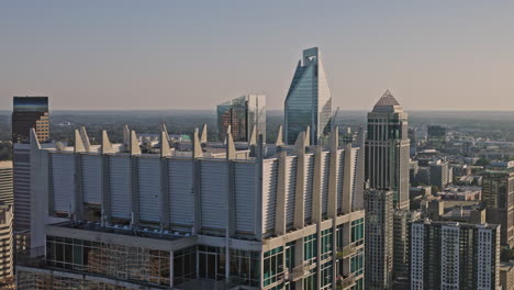charlotte north carolina aerial v61 drone flyover fourth ward in the city center capturing views of downtown urban cityscape with towering skyscrapers - shot with inspire 3 8k - oct 1st 2023