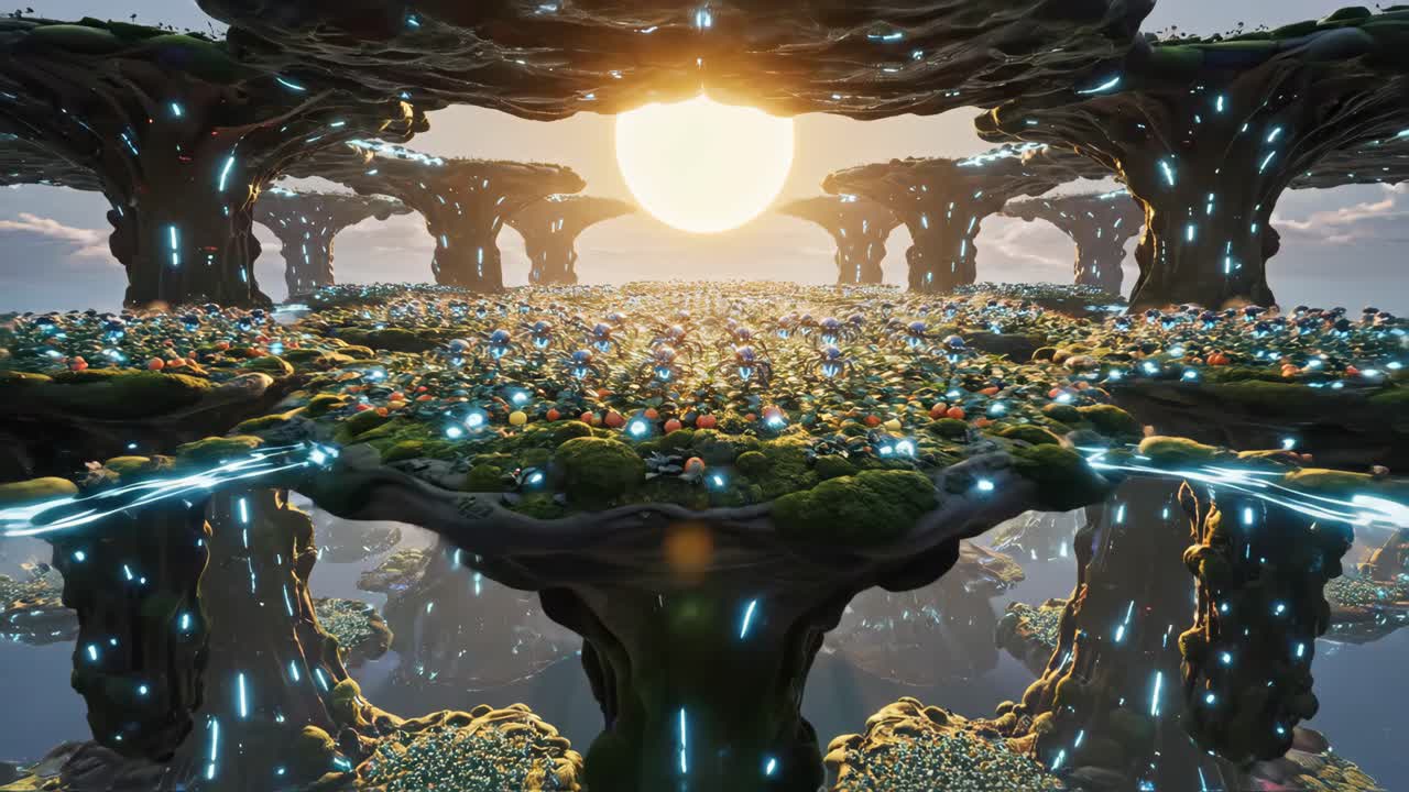 Futuristic Alien Landscape with AI Robots