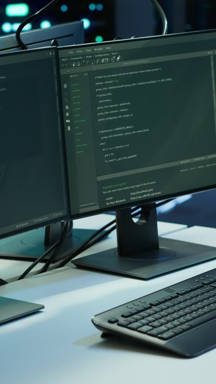 Close-up of Computer Monitors Displaying Programming Code