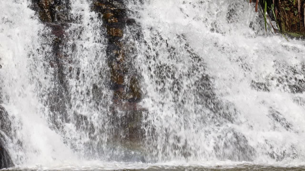 Majestic Datanla waterfall, captured in a stunning, static slow motion shot in 60 fps