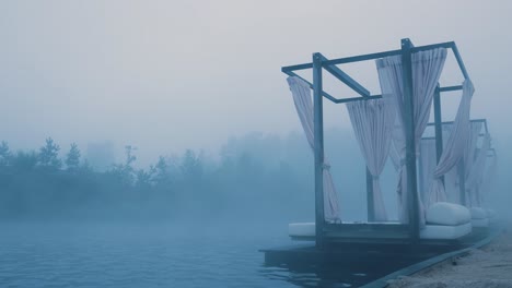 misty lake gazebo relaxation