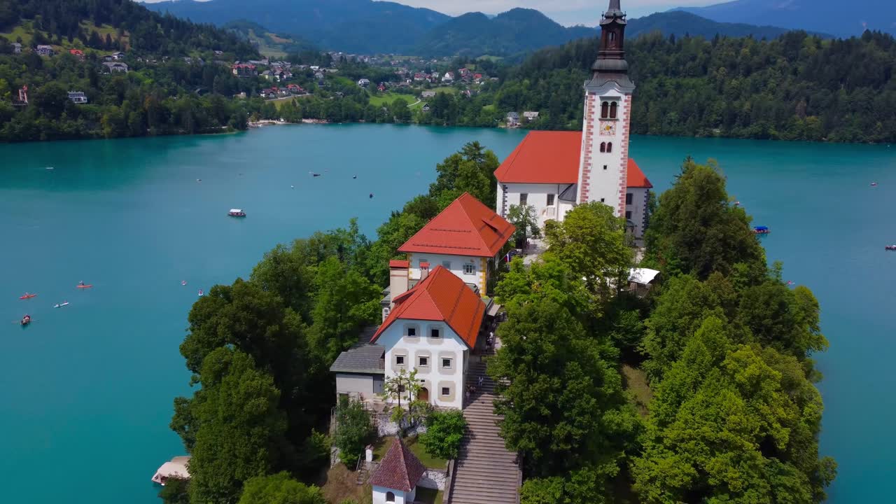 Video drone dell'Isola del Lago di Bled in 4K in Slovenia