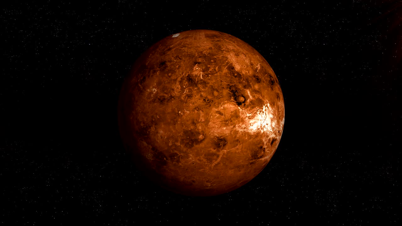 Venus dreht sich in ihrer eigenen Umlaufbahn im Weltall. Schleife.