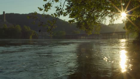 sunset on the new river bank of new river in glen lyn virginia