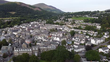 keswick town lake district cumbria uk drone footage 4k summer 2021