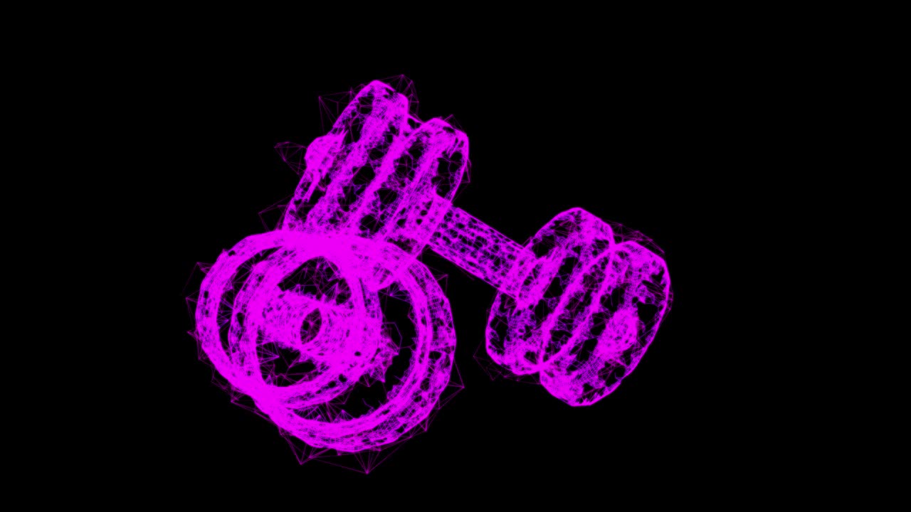 Dumbbells Gym equipment. Bodybuilding, powerlifting, fitness concept. Wireframe low poly mesh technology