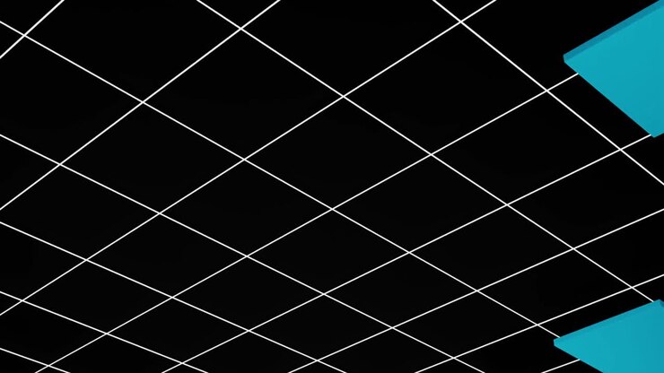 Thin red and blue cubes animation crossing each other on a glowing grid sealing