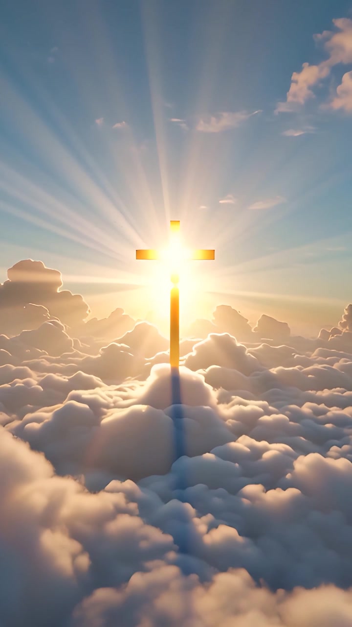 Sfondo per Adorazione 4K: Croce Cristiana e Luce Celeste