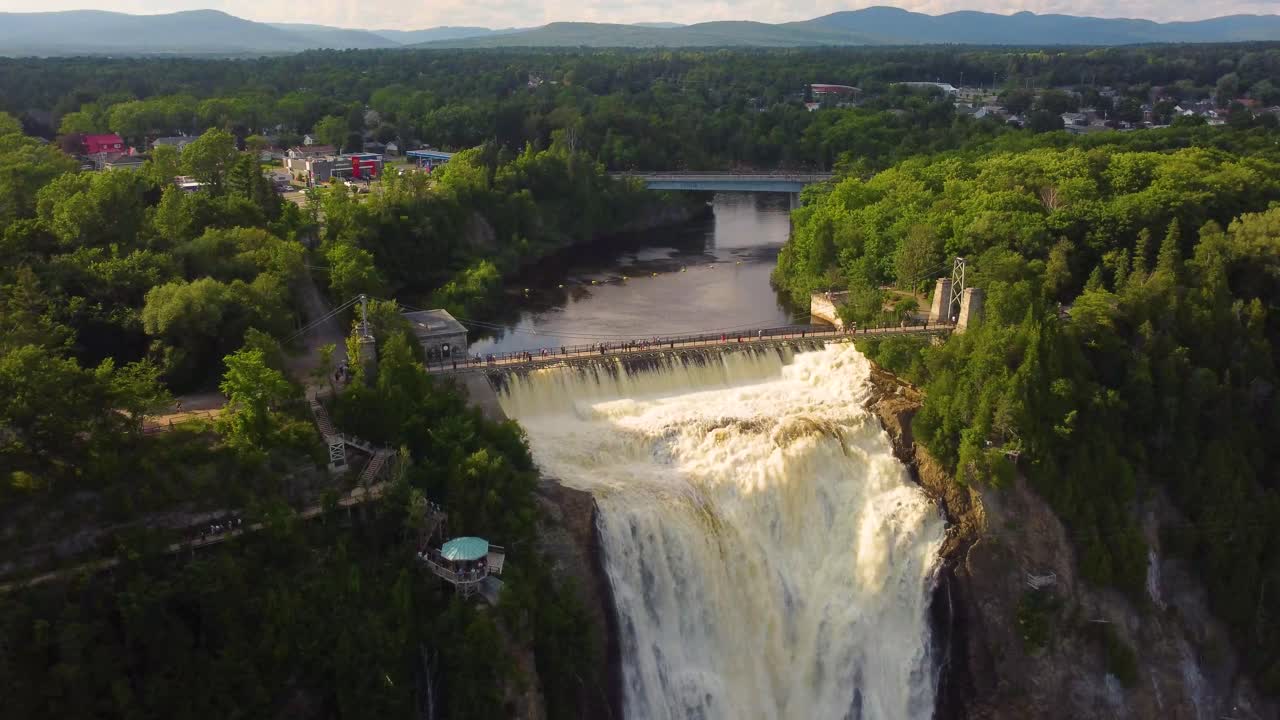 Aerial View of Montmorency Falls in Quebec, Canada