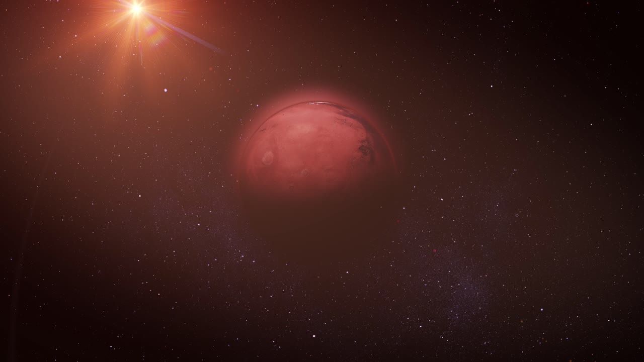 marte y el sol en el espacio