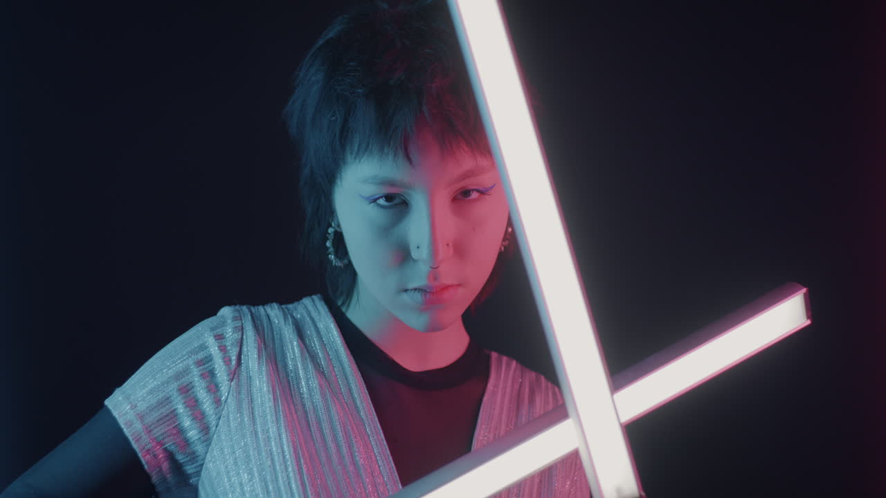 Neon Portrait with Lightsabers