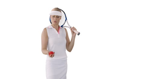 sportswoman is preparing to play tennis