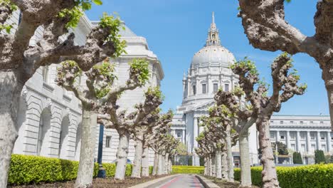 scenic time lapse of the civic center by the park